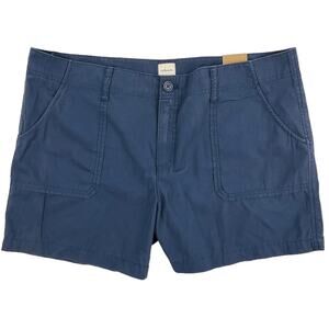 NEW Bass & Co. Shorts Womens 16 Blue Cargo Mid Rise Cotton 4" inseam
